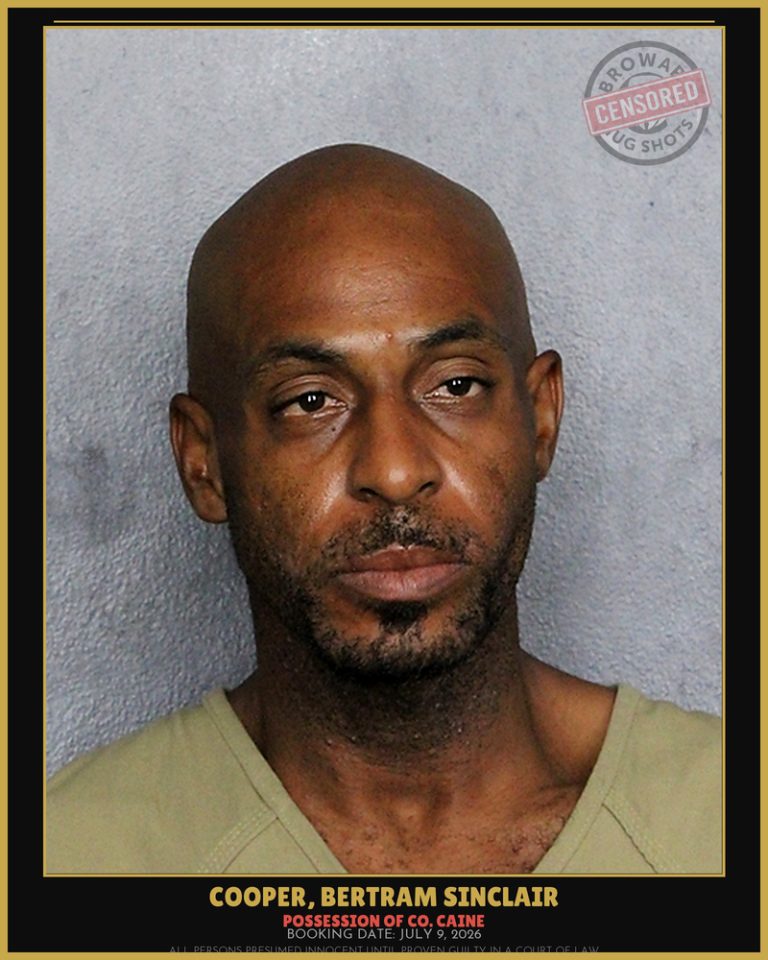 Bertram Sinclair Cooper previous Broward arrest
